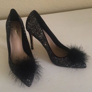 Glitter Puff Ball Heels ✨taraclia pewter